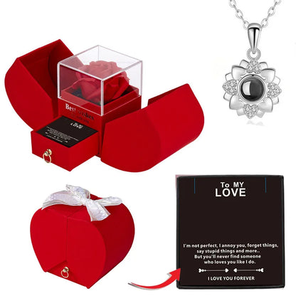 Rose in Box with Jewelry